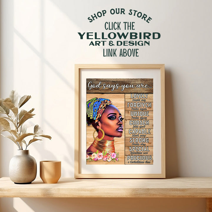 Black Girl Inspirational Wall Decor - Bible Verse Wall Decor for Women, Girls - African American Wall Art Religious Decor - God Quotes Positive Sayings Christian Gifts - Motivational Scripture Decor