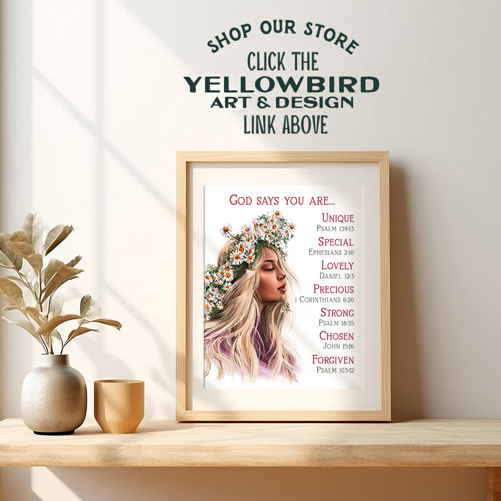 God Says You Are Wall Art - Catholic Christian Gifts for Women - Inspirational Religious Wall Decor - Bible Verses - Holy Scripture Wall Art - Boho Spiritual Wall Decor - Uplifting Positive Quotes