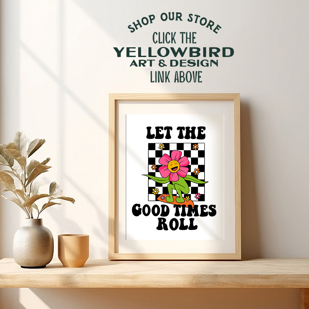 Groovy Retro style Wall Art - Preppy Room Decor - Funky Wall Art & Decor - Trendy Wall Decor for Women, Girls Bedroom, Tweens, Teen Girls Room - Positive Quotes - Indie Modern art - Trippy Poster