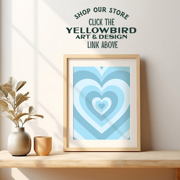 Light Blue Heart Wall Decor - Baby Blue Love Decor - 70s Pop art Trendy Room Decor - Aesthetic Minimalist Decor - Baby Boy Nursery Decor - Modern art Wall Art - Bedroom Decor for Women Girl Woman Teen