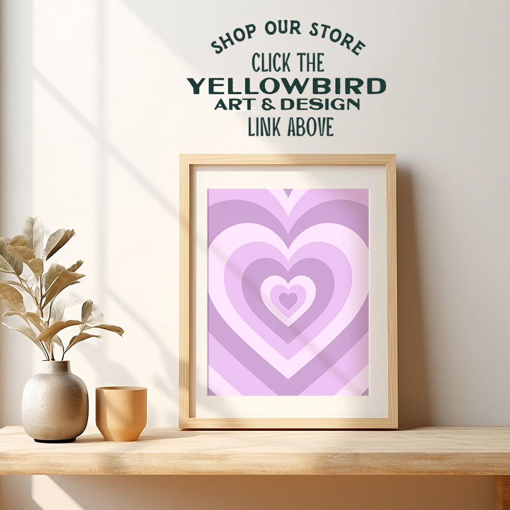 Light Purple Heart Wall Decor - cute Baby Girl Boy Nursery Decor - Indie Preppy Trendy Dorm Teen Room Bedroom Mid-century modern Minimalist Love Wall Art - Lavender Pop art Retro Aesthetic Room Decor