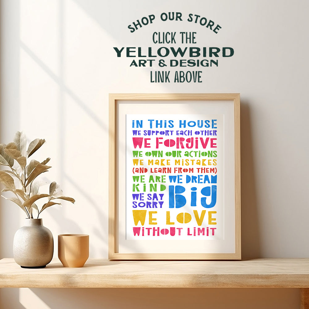 Family Wall Decor Motivational Quotes - Kids Room Decor positive Sayings - Family Rules Inspirational Wall Decor Gifts for Mom - Inspiring Encouraging Wall Decor - Be Kind Sign playroom Wall Decor