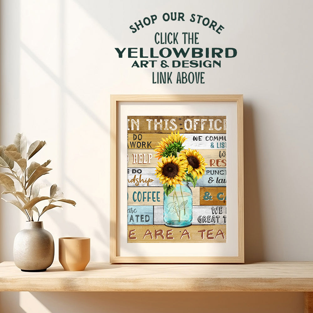 Home Office Wall Art & Decor - Teamwork Wall Art - Encouraging Wall Decor - In This Office We Are A Team Inspirational Saying - Inspiring Positive Quotes Sayings - Motivational poster UNFRAMED 8x10