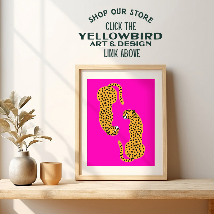 Pink Preppy Room Decor - Wall Decor Aesthetic - Cheetah Print Wall Decor - Mid-century modern Minimalist Wall Art & Decor - Leopard Print Wall Decor - Girls Womens Bedroom Decor - Modern art Pop art