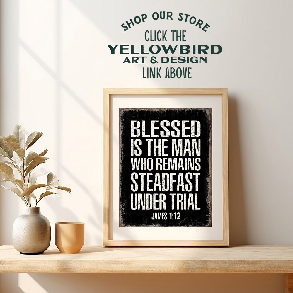 Christian Gifts for Men - Blessed Wall Decor - Masculine Christianity - Religious Gifts for Men - Bible Verse Wall Art - Scripture Wall Art - Inspirational God Wall Decor - Catholic Gifts for Men