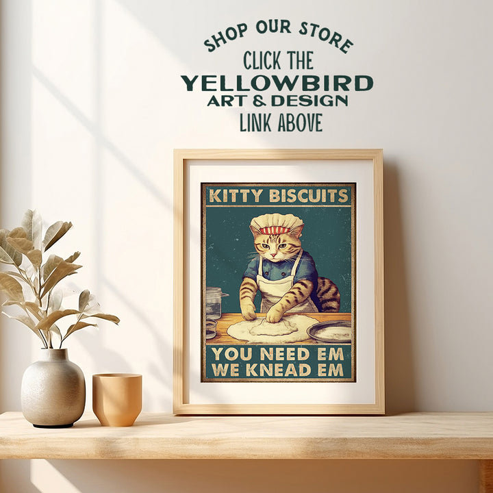 funny Cat Stuff Kitchen Decor - Cute Cat Cafe Wall Art - Silly Wall Decor for Dining room, Farmhouse, Apartment, Cat Mom, Kitty Lover - funny Sayings Kitchen Accessories, Restaurant Decorations