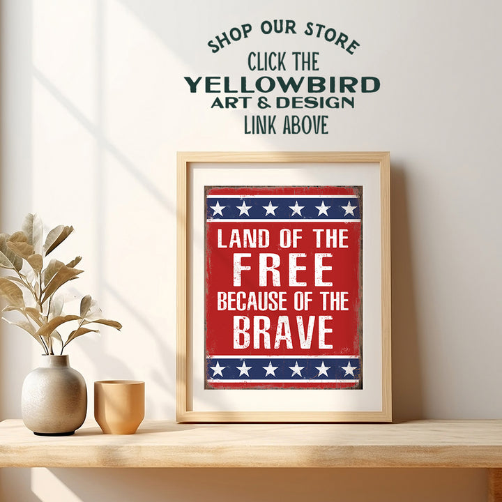 Patriotic USA Wall Art - American Flag Home Decor - Gift for US Military Veteran, Soldier, Army, Marine, Air Force, Navy, Vet, Men, Women - Rustic Americana Room Decoration Poster Sign Plaque