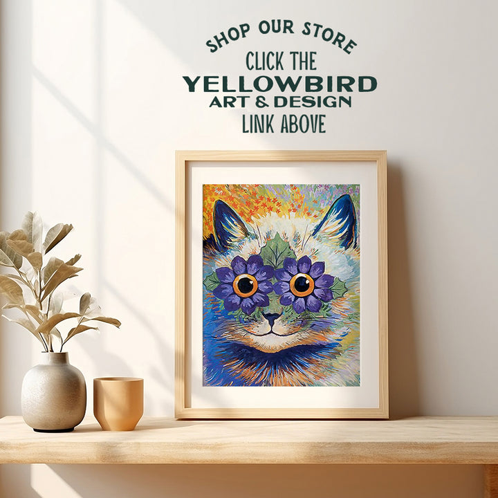 Cat Wall Decor - Cat Wall Art - Tabby Cat - Louis Wain Vintage Cat Print - Cute Cat - Boho Room Decoration for Girls Bedroom - Funny Cat Lover Gifts for Women - Kitty, Kitten, Pussycat Picture