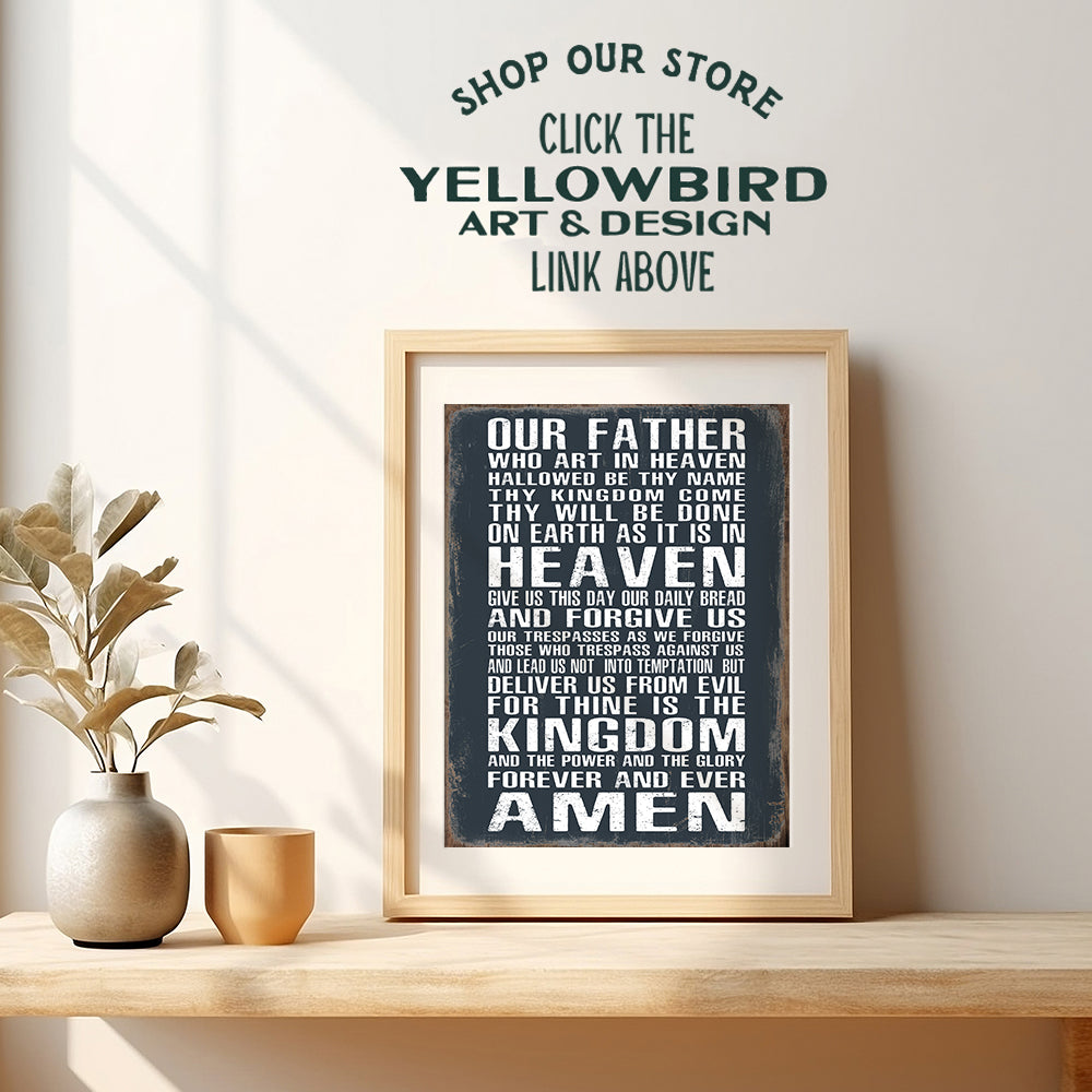 The Lords Prayer Wall Art - Religious Gifts for Men, Guys - Christian Gifts for Men, Boys - Spiritual Catholic Gifts for Men - Rustic Man Cave Decor, Boys Bedroom, Home Office - Catholic Gifts for Men