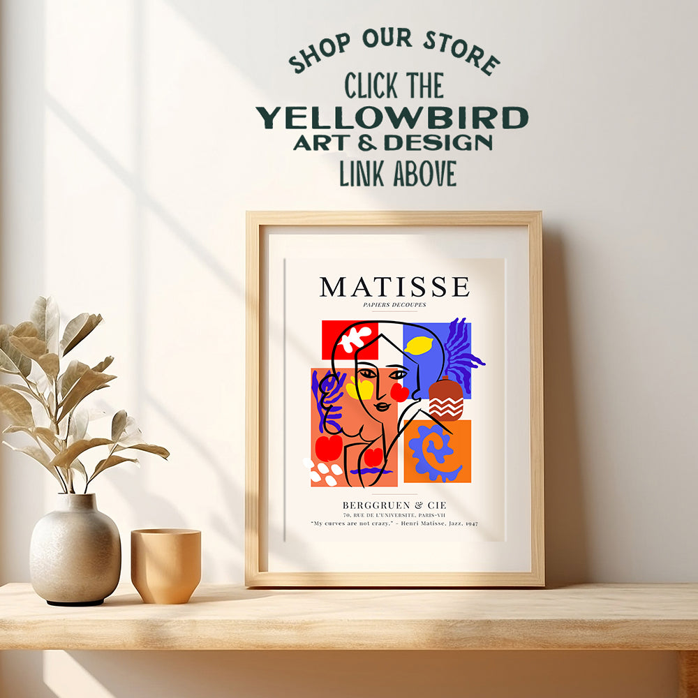 Henri Matisse Gallery Poster - 8x10 Matisse Wall Art - Matisse Print - Minimalist Wall Decor - Abstract Wall Decor - Line Art Wall Decor - Aesthetic Pictures - Boho Wall Decor - Mid Century Wall Art