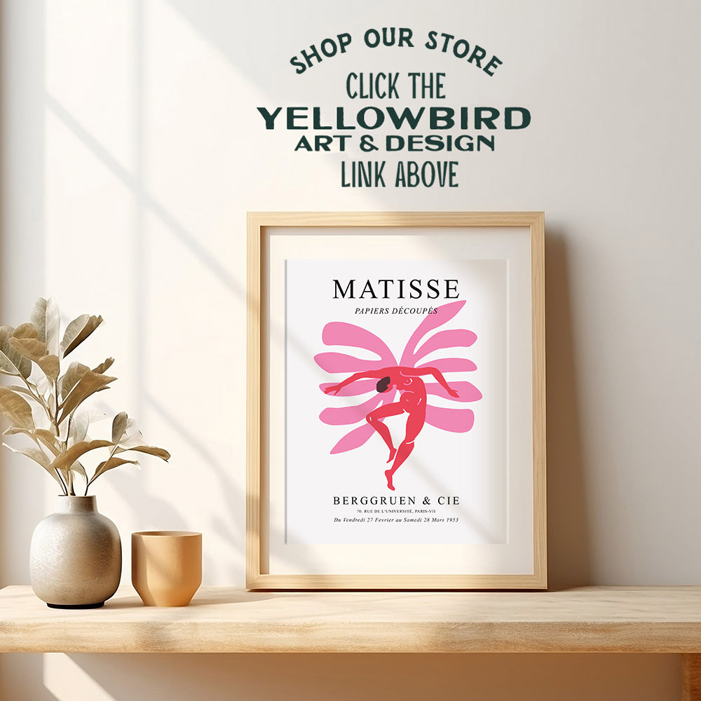 Matisse Poster Decor - 8x10 Abstract Mid Century Modern Wall Art - Gallery Wall Art - Minimalist Gifts for Women - Aesthetic Pictures - Contemporary Art - Museum Poster - Henri Matisse Prints - Pink