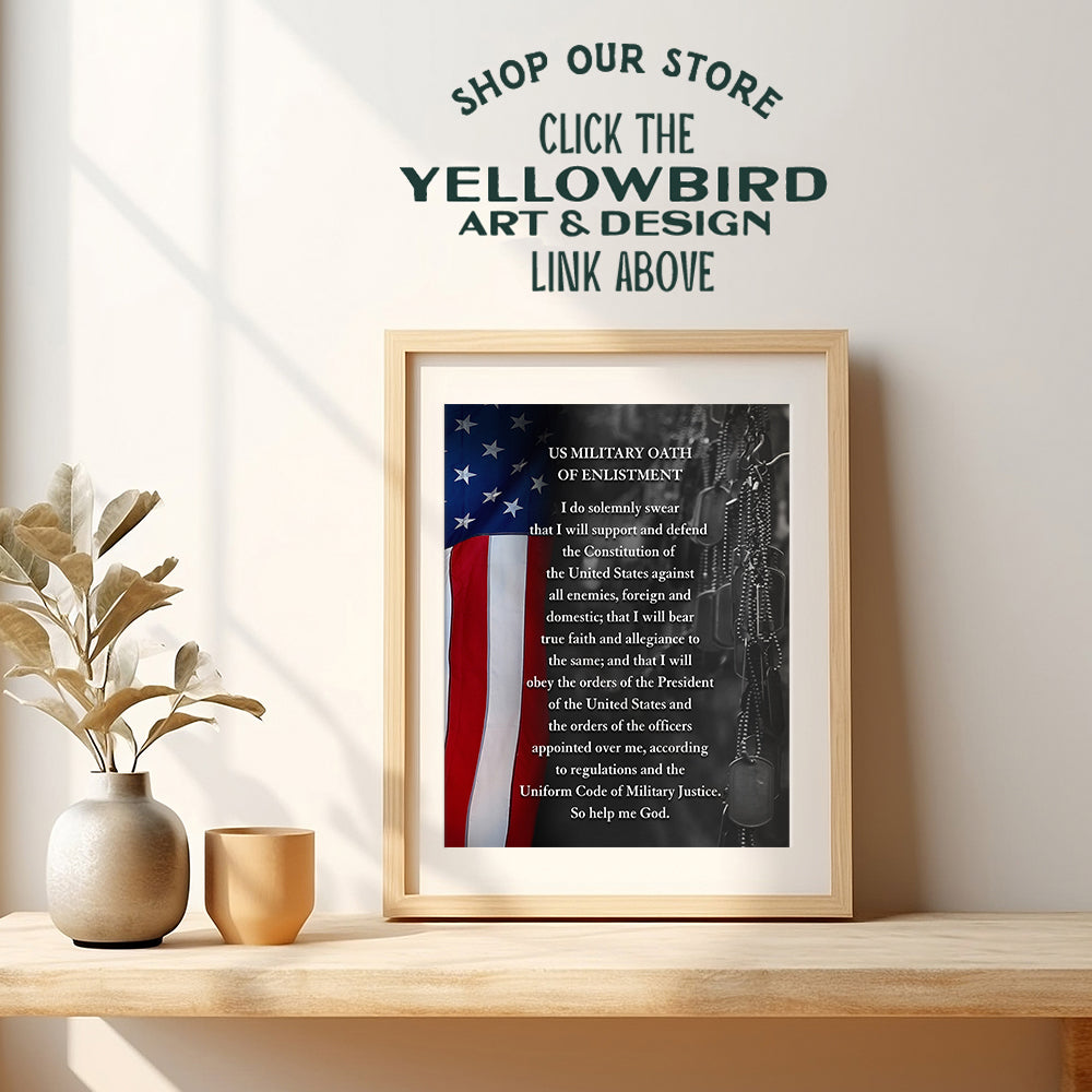American Flag Wall Art - Oath of Enlistment - Patriotic Home Decor - Military Decor - Veteran Wall Decor - Marine Corps Gifts - Army, Navy, Air Force, Men, Women - USA Americana