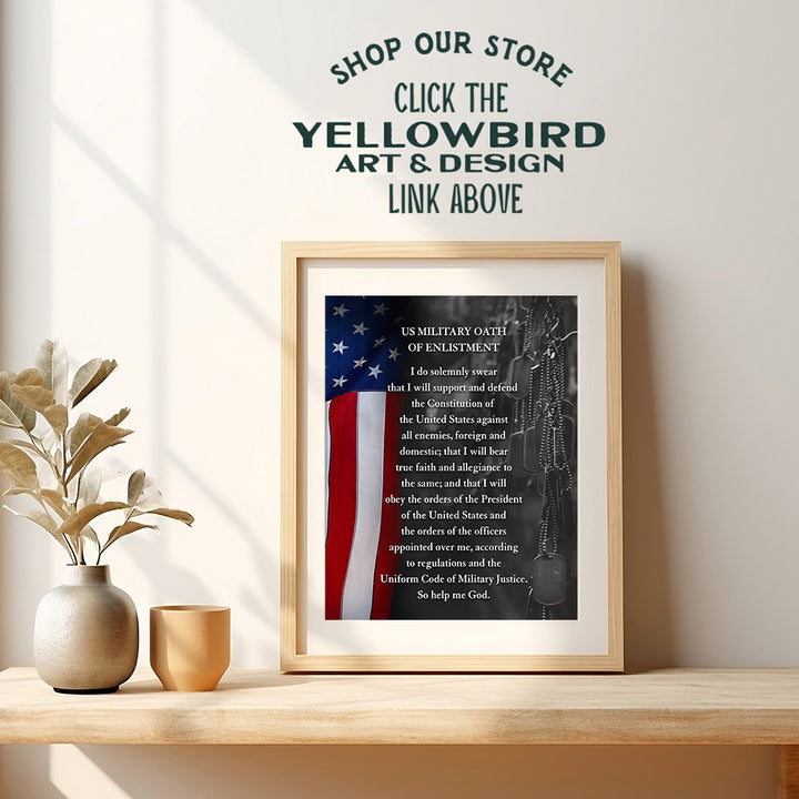 American Flag Wall Art - Oath of Enlistment - Patriotic Home Decor - Military Decor - Veteran Wall Decor - Marine Corps Gifts - Army, Navy, Air Force, Men, Women - USA Americana