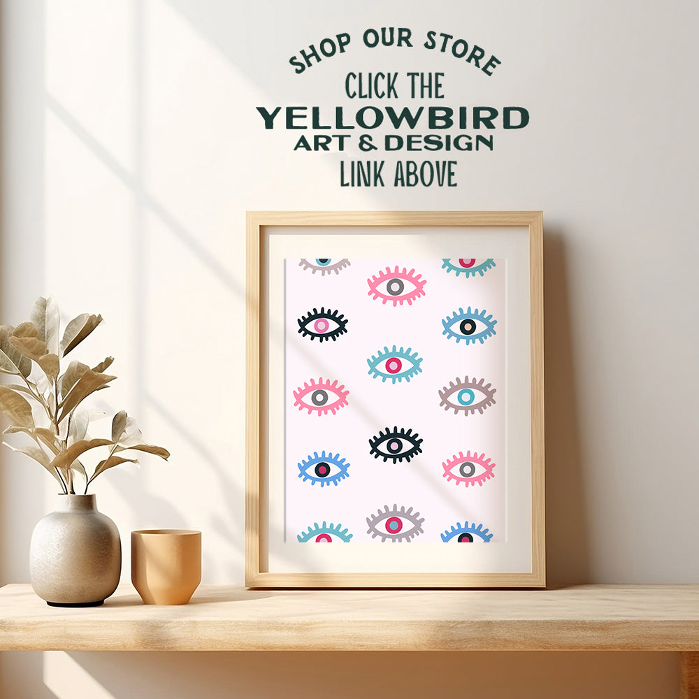 Evil eye Room Decor - VSCO Home Decor - Preppy Room Decor - Pink Aesthetic Room Decor - Trendy Wall Art - Girls Bedroom - Minimalist Poster - Cute Indie Room Decor - Yellowbird Art & Design UNFRAMED