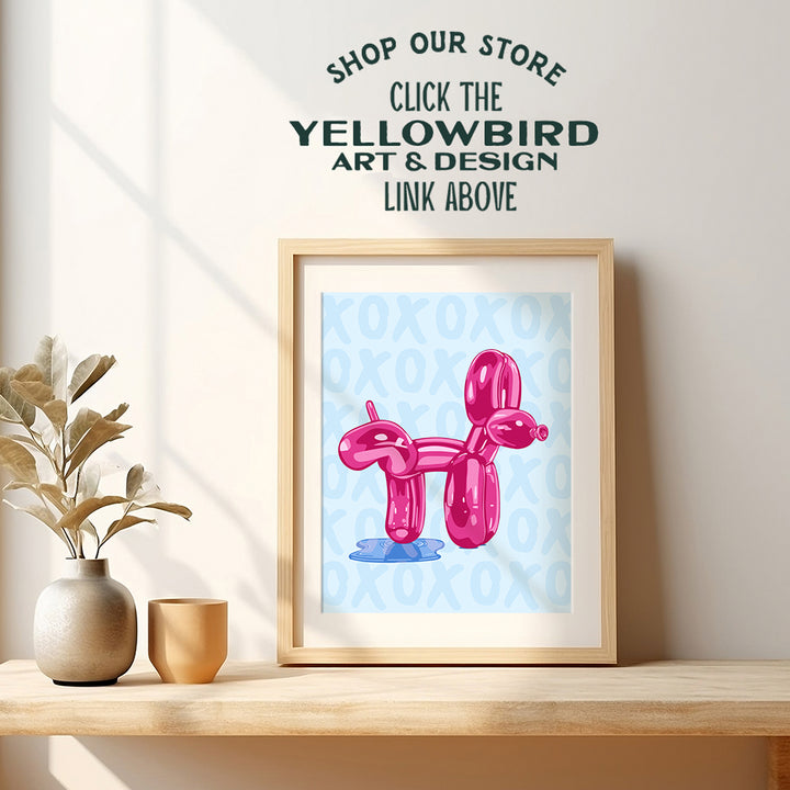 Funny Bathroom Wall Art & Decor - Blue Bathroom Decor - Pop art Contemporary art Modern art Poster - Cute Aesthetic Wall Art - Preppy Wall Art - Pink VSCO Trendy Wall Art - Yellowbird Art & Design