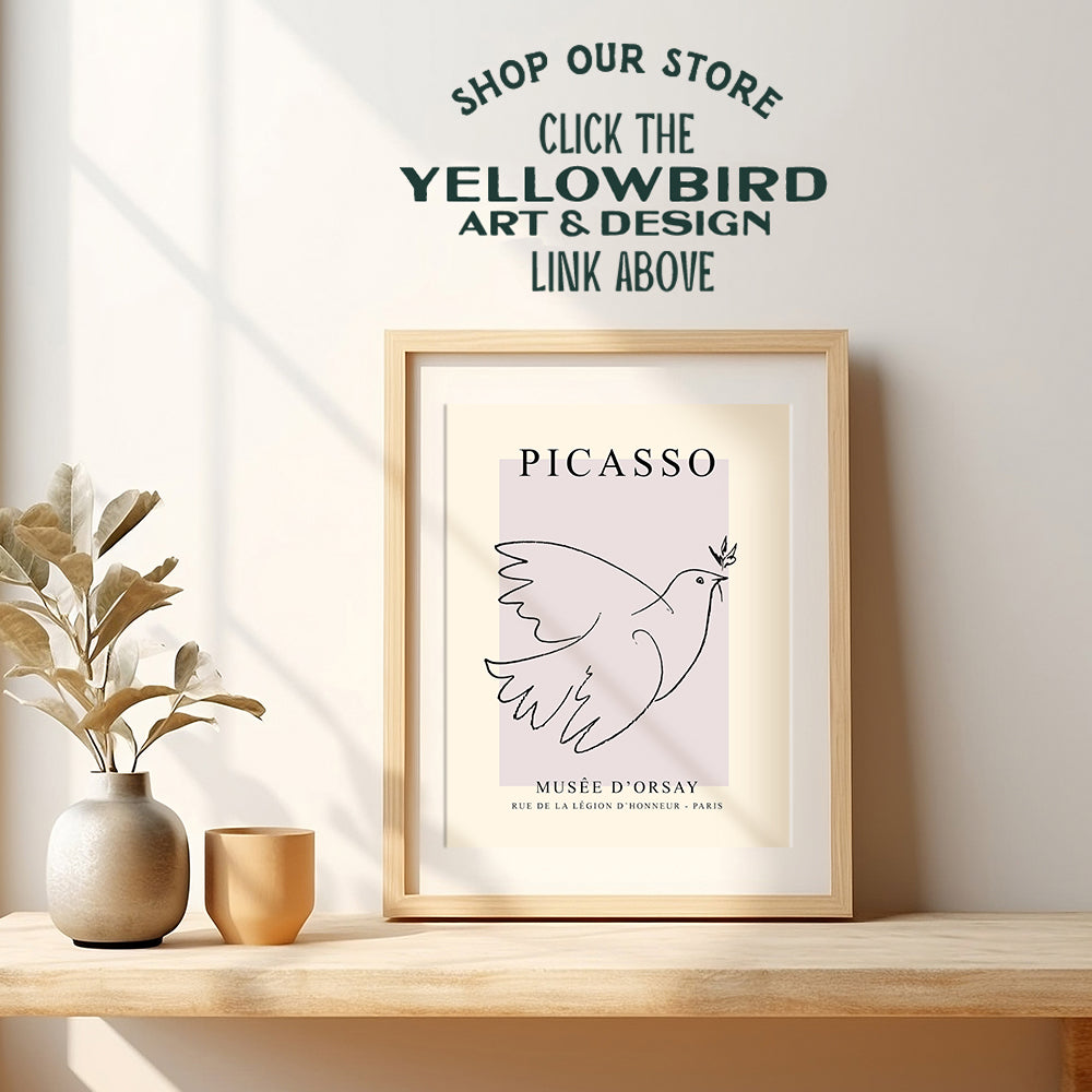 Pablo Picasso Wall Art & Decor - Pablo Picasso Poster 8x10 - Picasso Wall Art - Dove of Peace Picasso - Pablo Picasso Prints - Gallery Wall Art - Museum Poster - The Impressionists Decor - Pink