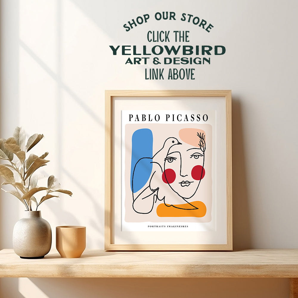 Pablo Picasso Wall Art & Decor Poster - 8x10 Abstract Mid Century Modern Contemporary Wall Art - Minimalist Museum Poster - Gallery Wall Art - Dove of Peace Picture - Living Room, Bedroom, Home Office