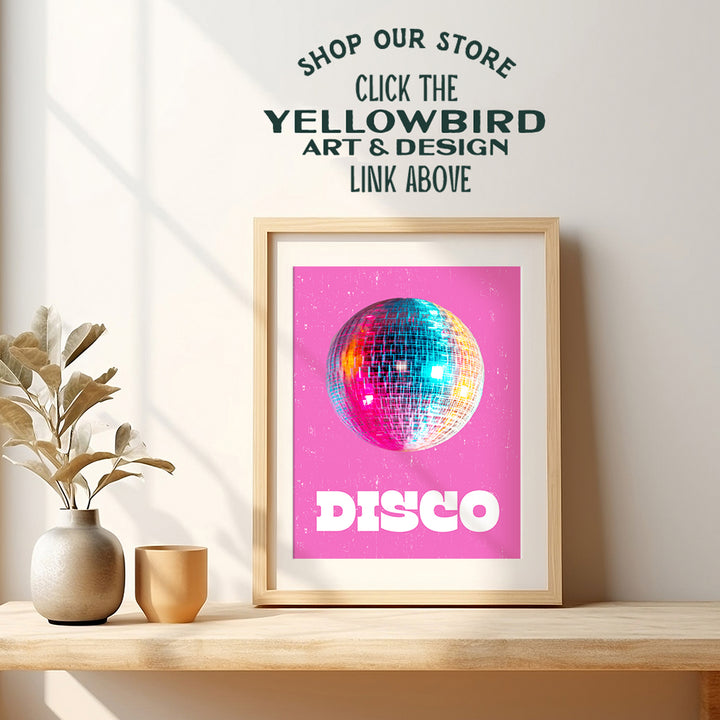 Vintage Retro Disco Ball Decor - Teen Girls Room Decor, Funky Living room Decor for Women - 70s 80s Chic Home Decor, Cute Aesthetic Room Decor, Preppy Room Decor, Trendy Wall Decor, Pop Art Wall Decor