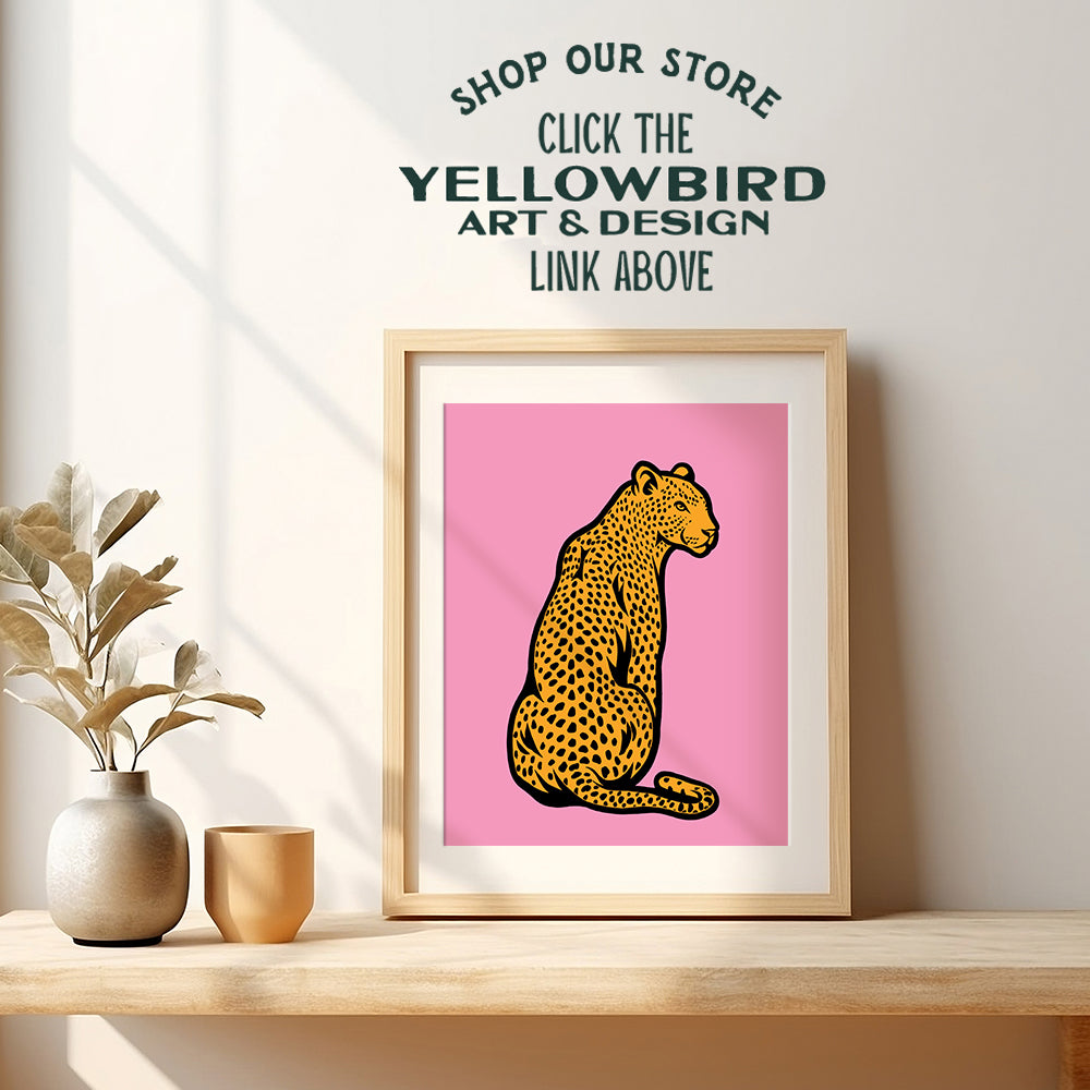 Leopard Pop art Wall Decor for Women - Cheetah Print Wall Decor - Chic Retro Wall Decor - Trendy Mid Century Modern Wall Art - Cute Aesthetic Teen Room Decor - Preppy Wall ArtGirls Bedroom Decor