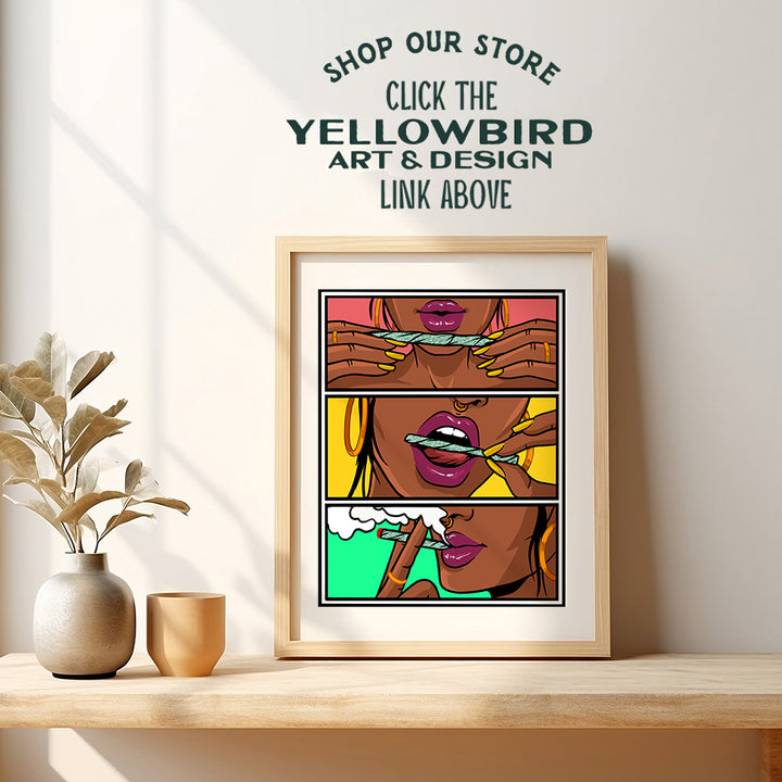 Stoner Room Decor - Dope Poster - Marijuana Decorations - African American Wall Art - African American Women, Black Woman- Pothead Cannabis Gifts - Blunt Weed Smoking Gifts - Black Art- Dope Wall Art