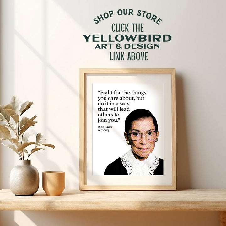 Ruth Bader Ginsburg Wall Art - RBG Famous Quote Motivational Dictionary Home Decor, Room Decoration for Office, Bedroom - Inspirational Gift for Women, Attorney, Lawyer, Liberal Feminist