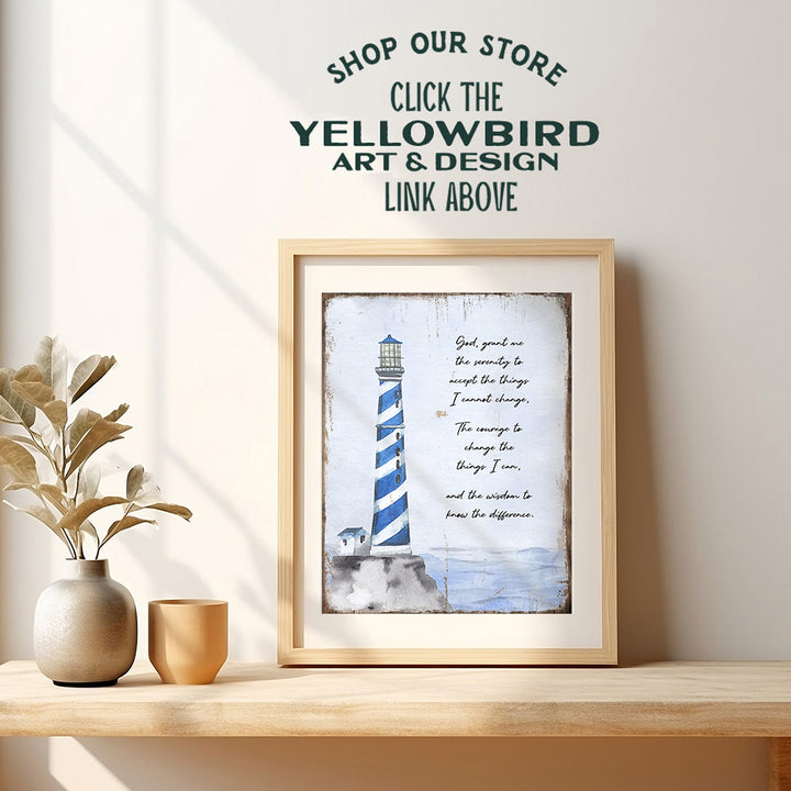 Twelve Steps and Twelve Traditions Wall Art - Serenity Prayer Wall Decor - Lighthouse Wall Decor - Alcoholics Anonymous Wall Decor - AA Sobriety Anniversary Gifts - 12 Steps Decorations Art Prints