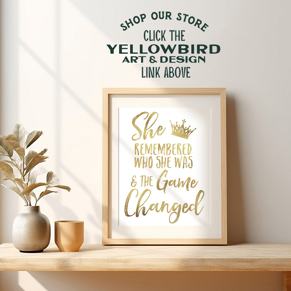 Inspirational Wall Art & Decor for Women, Teen Girls - She Remembered Who She Was And the Game Changed - Motivational Positive Quotes Sayings - Uplifting Encouragement Gifts - Uplifting Posters