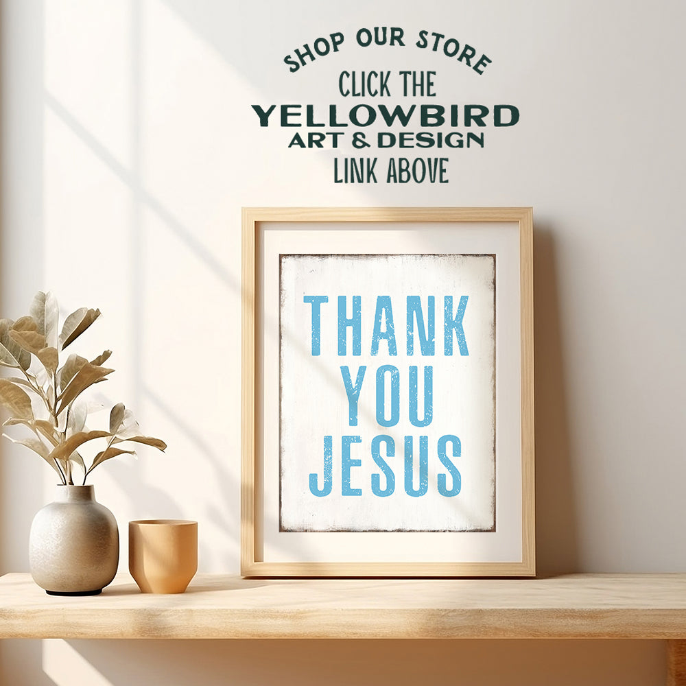 Christian Wall Art & Decor - Religious Wall Decor - Jesus Wall Art - Thankful Wall Decor - Grateful Wall Decor Poster - Blue spiritual Gifts for Women - God Wall Decor - Faith Wall Decor 8x10 Unframed