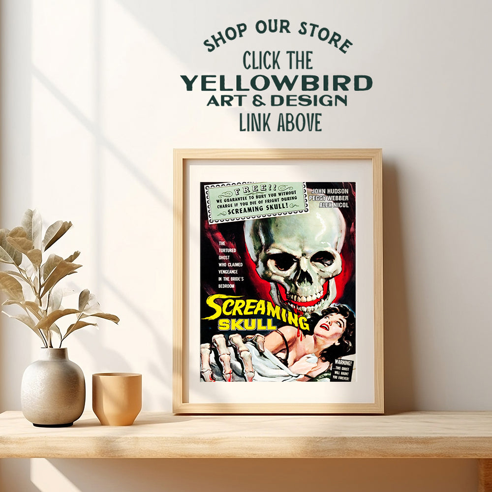 Horror Movie Poster Wall Art - 8x10 Home Theater Decor - Scary Movie - Gothic Home Decor - Skull Wall Decor - Goth Room Decor- Vintage Hollywood Poster- Funny B Movie Picture Print Sign - Men Man Cave