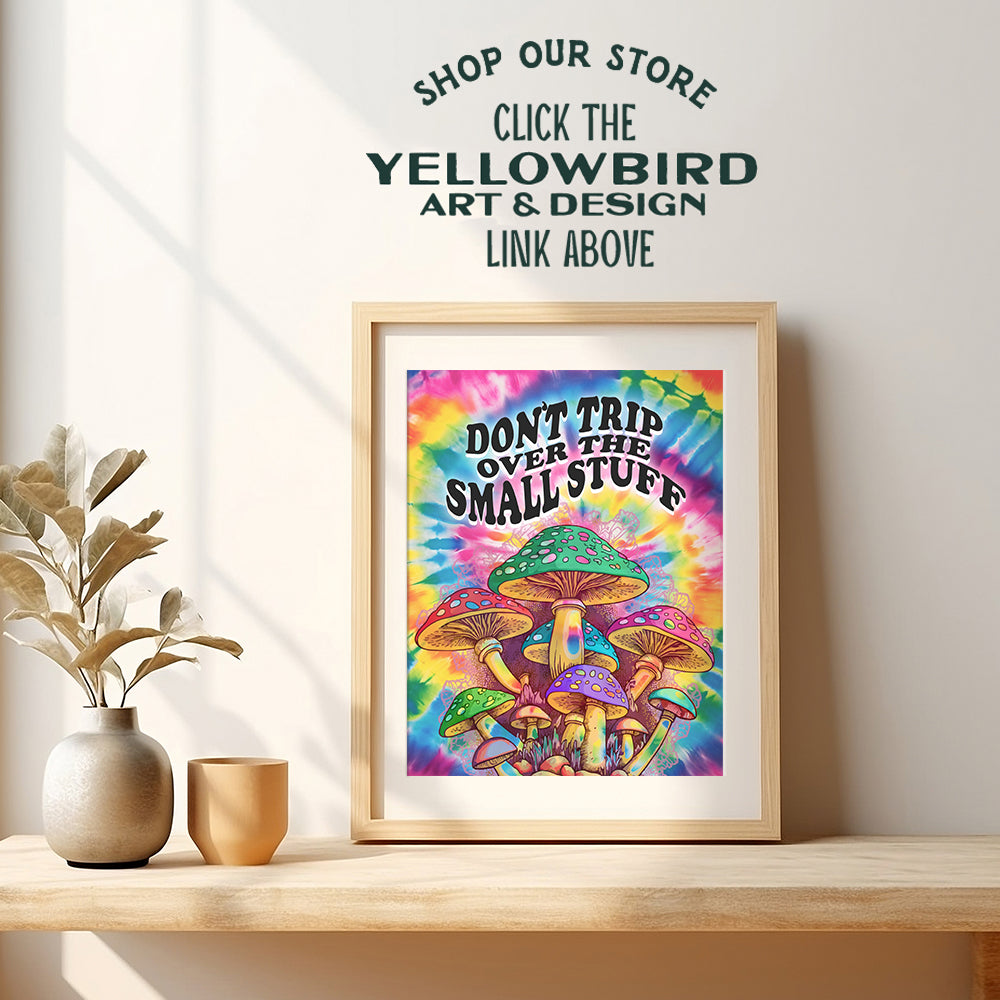 Inspirational Wall Art Mushroom Decor - Trippy Room Decor, Hippie Wall Decor Aesthetic, Stoner Room Decor - Groovy 60s 70s Psychedelic Room Decor - Trendy Room Decor, Funky Living room Wall Art Poster