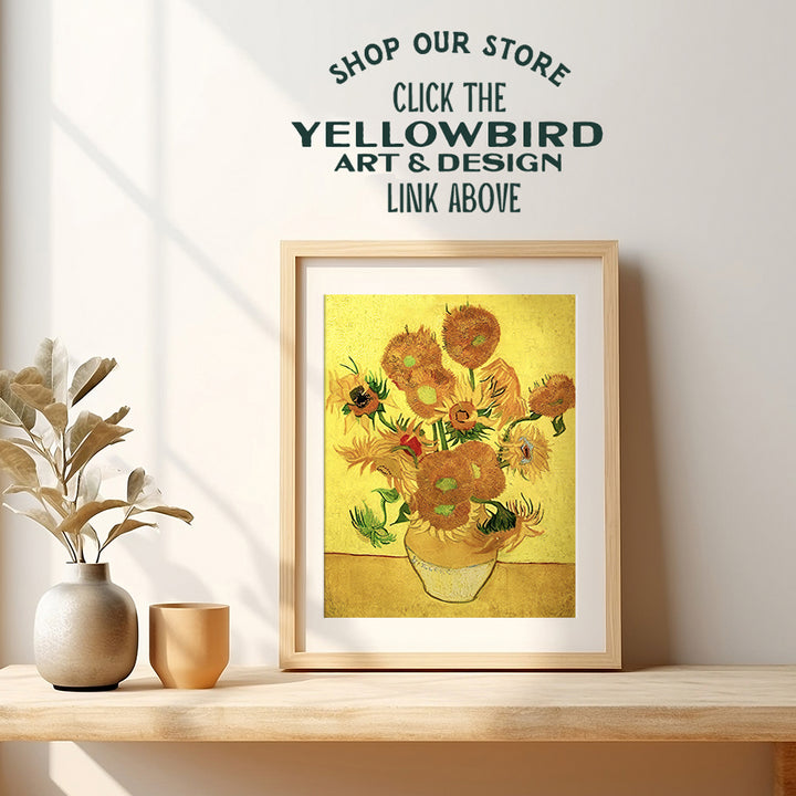 Van Gogh Sunflowers - Van Gogh Paintings - Sunflower Decor - Yellow Sunflower Bathroom Decor - Sunflower Wall Art - Sunflower Wall Decor - Sunflower Decorations - Daisy Wall Decor