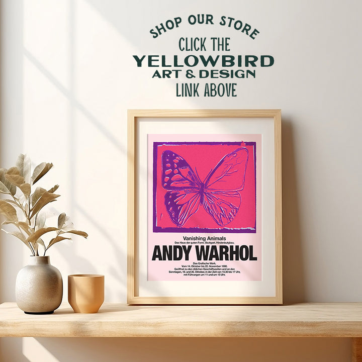 Andy Warhol Wall Art & Decor - Gallery Wall Art - Pop Art - Modern Wall Art - Contemporary Wall Art - Museum Poster - Pink Butterfly Picture Print - Living Room, Bedroom - Women, Housewarming Gift