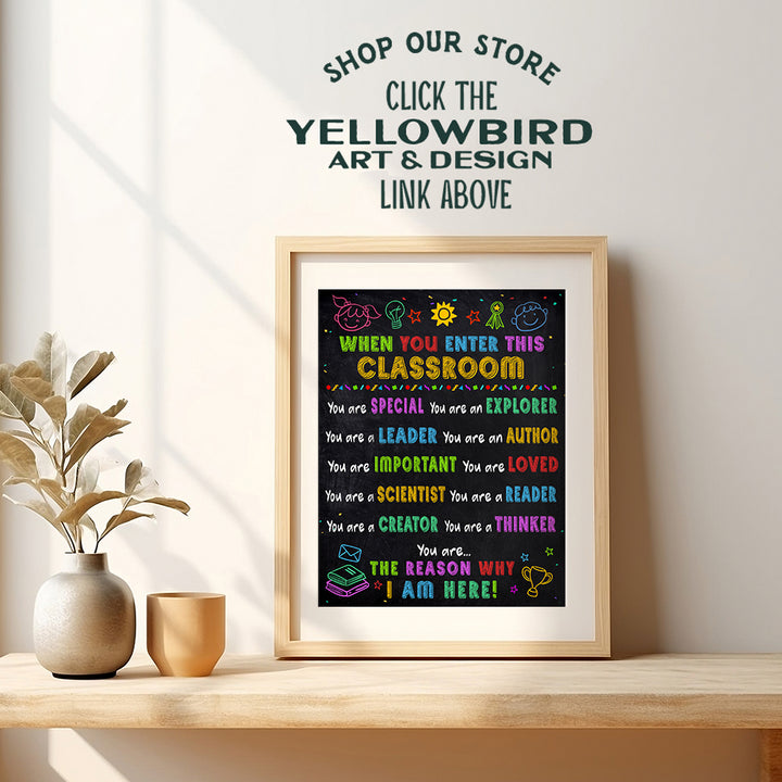 Classroom Decor Inspirational Wall Art - Motivational poster Teacher Gifts - Kindergarten, Elementary, Preschool Classroom Decorations - Educational positive Affirmations Art for Kids - Back to School