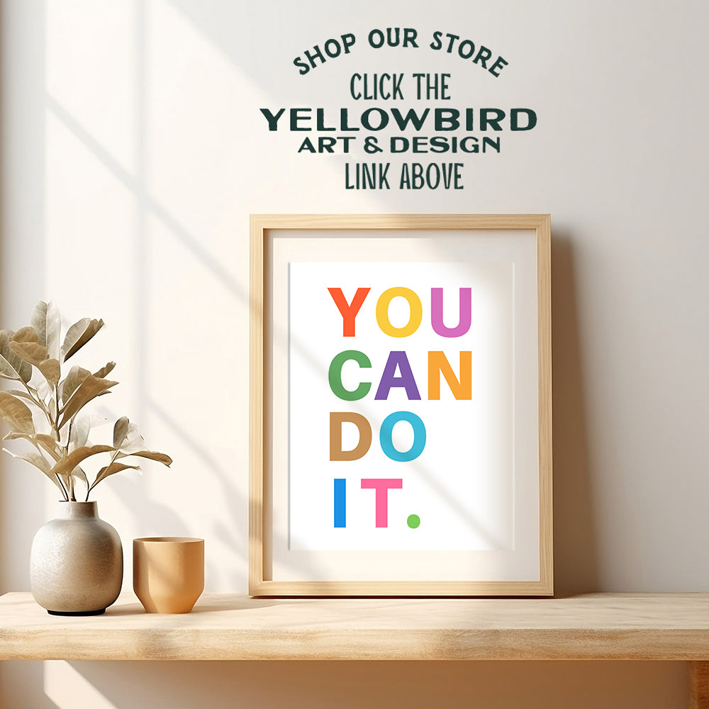 Classroom Decorations - Inspirational Wall Art Print - Bedroom Decor for Girls Boys Kids Room Office - Gift for Teachers Parents Entrepreneurs - Family Wall Art - Motivational poster - You Can Do It