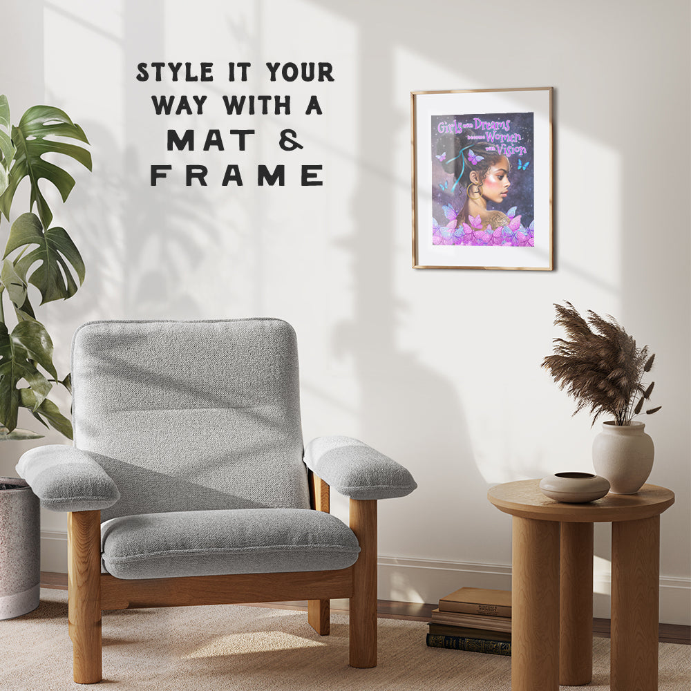 African American Black Girl Art - Afro American Wall Art - Black Woman Wall Art - Inspirational Sayings Poster - Purple Girls Room Teens Bedroom - Motivational Quotes Wall Decor - Positive Wall Art