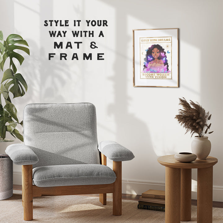 Black Girl Butterflies Inspirational Quotes - Motivational Wall Decor for Women, Black Women, African Americans - Blue Light Pink positive Affirmations - Encouraging Black Wall Art - Self-love Poster