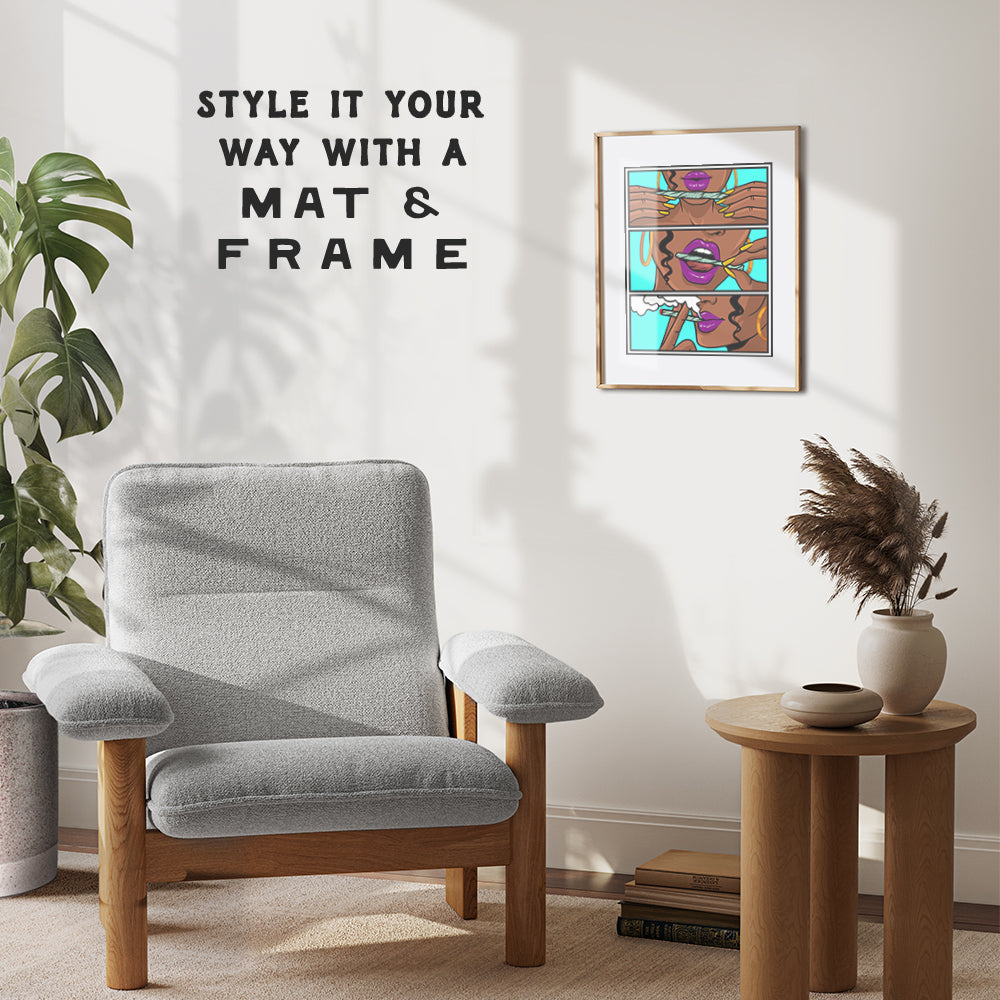 Stoner Room Decor - Dope Posters - Marijuana Decorations - Pothead Gifts - African American Women, Black Woman - Blunt Weed Smoking Gifts - Black Wall Art - Dope Wall Art - Cannabis Gifts