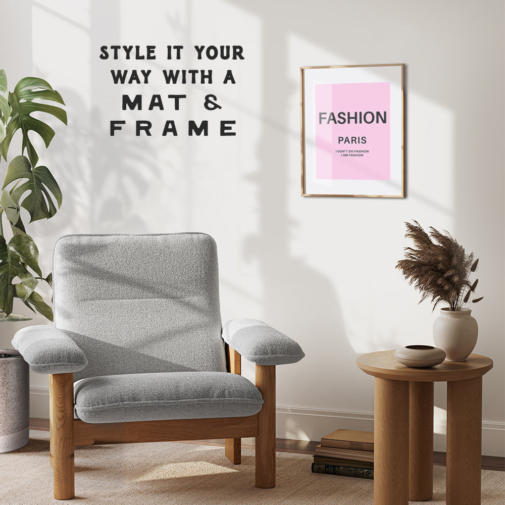 Poster of Fashion Quote - High Fashion design - Glam Home Decor Picture Poster - Gift for Women, Wife - Chic Modern decoration - Pink Designer Couture Art Print for Fashionista Teens Girls Bedroom