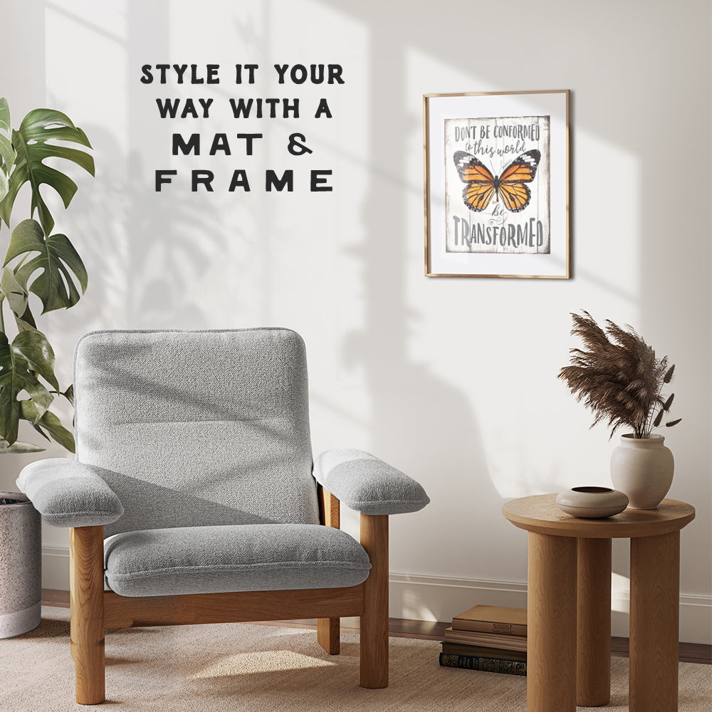 Motivational Butterfly Wall Art Poster - 8x10 Rustic Home Decor, Decoration for Bedroom, Bathroom, Office, Living Room - Inspirational Cute Gift for Women, Woman, Teen Girls - UNFRAMED Picture Print