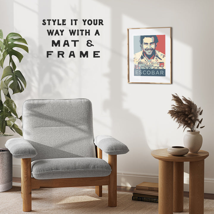 Pablo Escobar Mugshot Wall Art Poster - Mexican Cartel Home Decor, Room Decoration for Bedroom, Living Room, Dorm, Bar, Man Cave - Shepard Fairey Style - Unique Gift for Men, Teens - 8x10 UNFRAMED