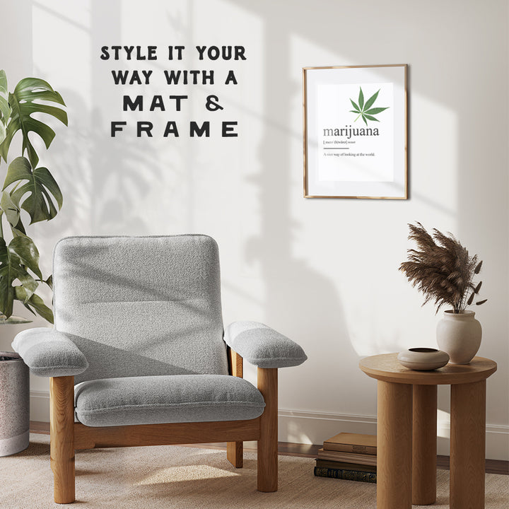 Marijuana Definition Wall Decor Picture Print - Funny 8x10 Room Decoration for Home, Apartment, Dorm, Bedroom - Gift for Pot, Weed, Ganja, Cannabis, CBD Fans, Potheads - Contemporary Art Poster