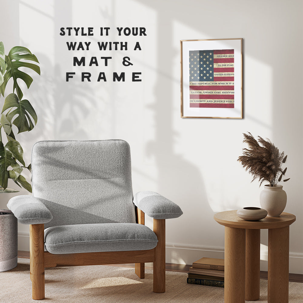 American Flag Pledge of Allegiance Patriotic Wall Art Picture - 8x10 Vintage Retro Rustic Home, Office or Apartment Decor for Living Room, Bedroom, Bar, Church - Gift for Patriots, America Fans