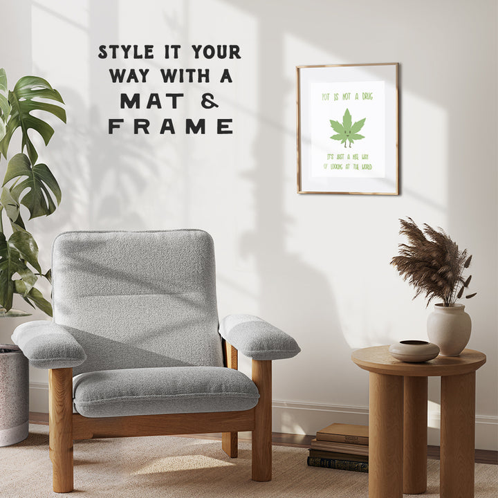 Marijuana Art Print - Funny Typography Wall Art Poster - Unique Home Decor for Bedroom, Den, Dorm Room - Gift for Pot, Weed, Ganja, Stoner, 4/20 Fans - 8x10 Photo Unframed