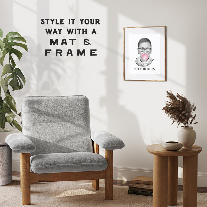 Ruth Bader Ginsburg Wall Art Print - Funny Notorious RBG Poster - Modern Chic Home Decor for Bedroom, Living Room, Office - Great Gift for Democrats, Liberals, Feminists - 8X10 Photo - Unframed