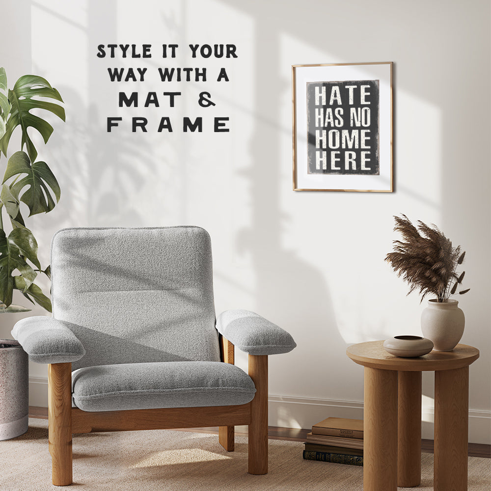 Hate Has No Home Here Sign Poster - 8x10 Black Art - African American Wall Art, Black Lives Matter, LGBTQ Home Decor, Room Decoration - Gift for Queer, Gay, Bi, Lesbian, Latino, Liberal Democrats