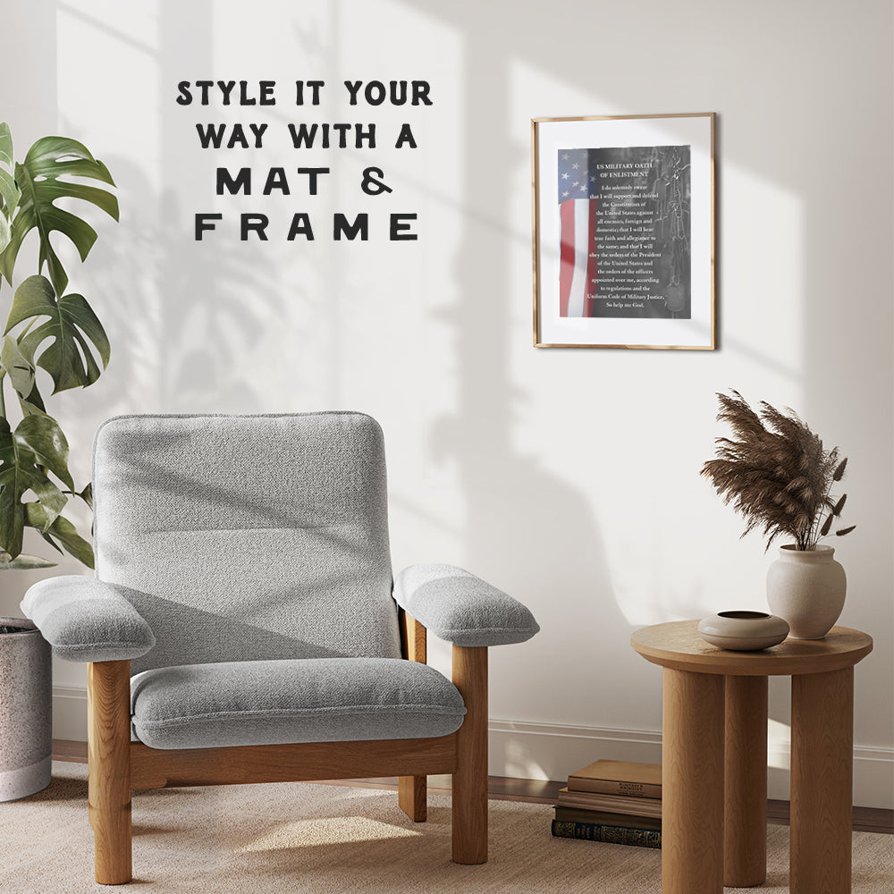 American Flag Wall Art - Oath of Enlistment - Patriotic Home Decor - Military Decor - Veteran Wall Decor - Marine Corps Gifts - Army, Navy, Air Force, Men, Women - USA Americana