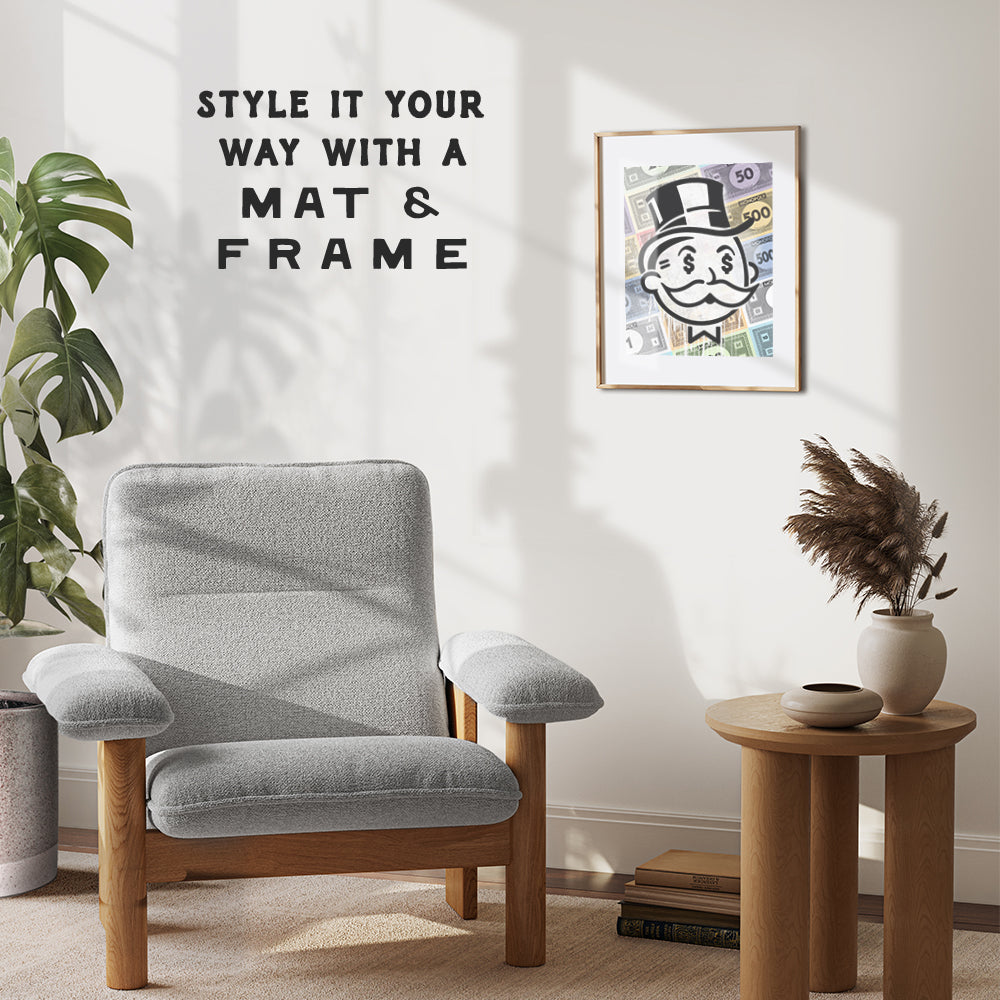 Entrepreneur Wall Art - Home Office Wall Decor - Motivational Wall Art - Poster of Alec Monopoly Style Wall Art - 8x10 Money Wall Art - Graffiti Wall Art - Inspirational Decor for Men, Teens, Man Cave