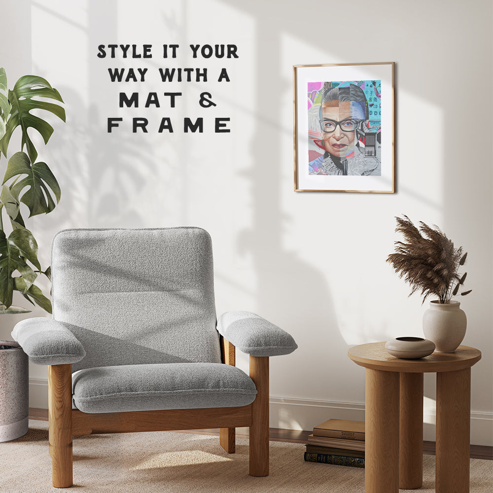 Ruth Bader Ginsburg Mural - RBG Graffiti Street Art - Unique Gift for Lawyer, Attorney, Judge, Liberal, Democrat, Feminist, Women - Cool Home Decor Wall Art Picture Print. 8x10 Unframed