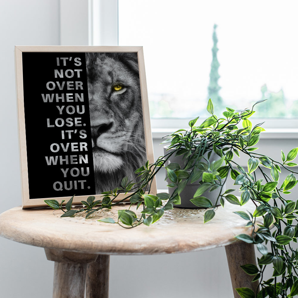 Office Wall Art For Men - Inspirational Wall Decor - Motivational quote - positive affirmation Wall Art - Gym Motivation Poster - Man cave Wall Decorations - Lion Wall Decor - LARGE Unframed