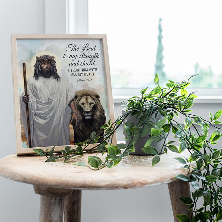 Black African American Jesus Christ - Religious Inspirational Quotes Wall Decor - Bible Verse Motivational Wall Art - Christian Faith positive Wall Decor - Scripture Wall Art - spiritual Gifts for Men